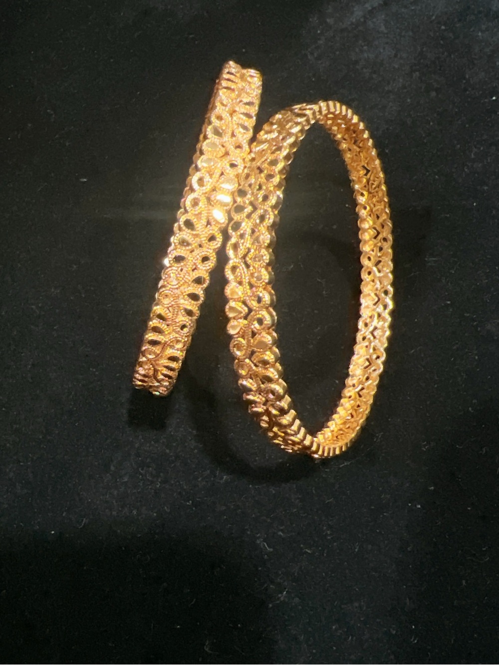 22K Gold Plated Filigree Floral Bangle Set - Women Jewelry